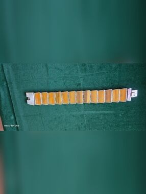 Taxco Tiger Eye Sterling Silver Link Bracelet